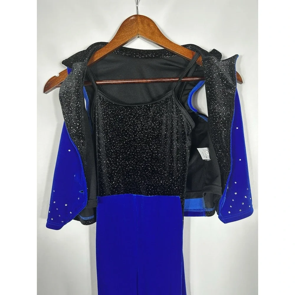 Weissman Showtime Die With A Smile 18232 Dance Costume Blue  Velvet Pantsuit MC
